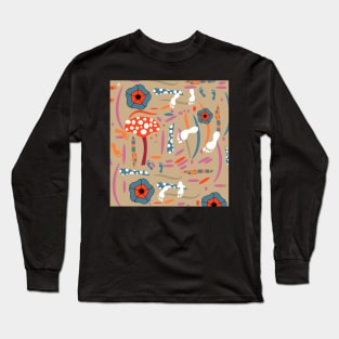 Playful mushroom and flowers Long Sleeve T-Shirt